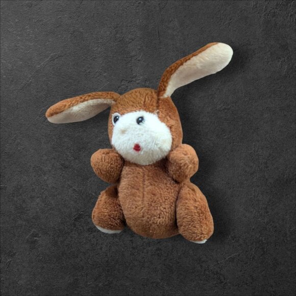 Vintage Brown Plush Bunny Rabbit Stuffed Animal Toy 7" Tall  Missing Eye - Picture 2 of 10